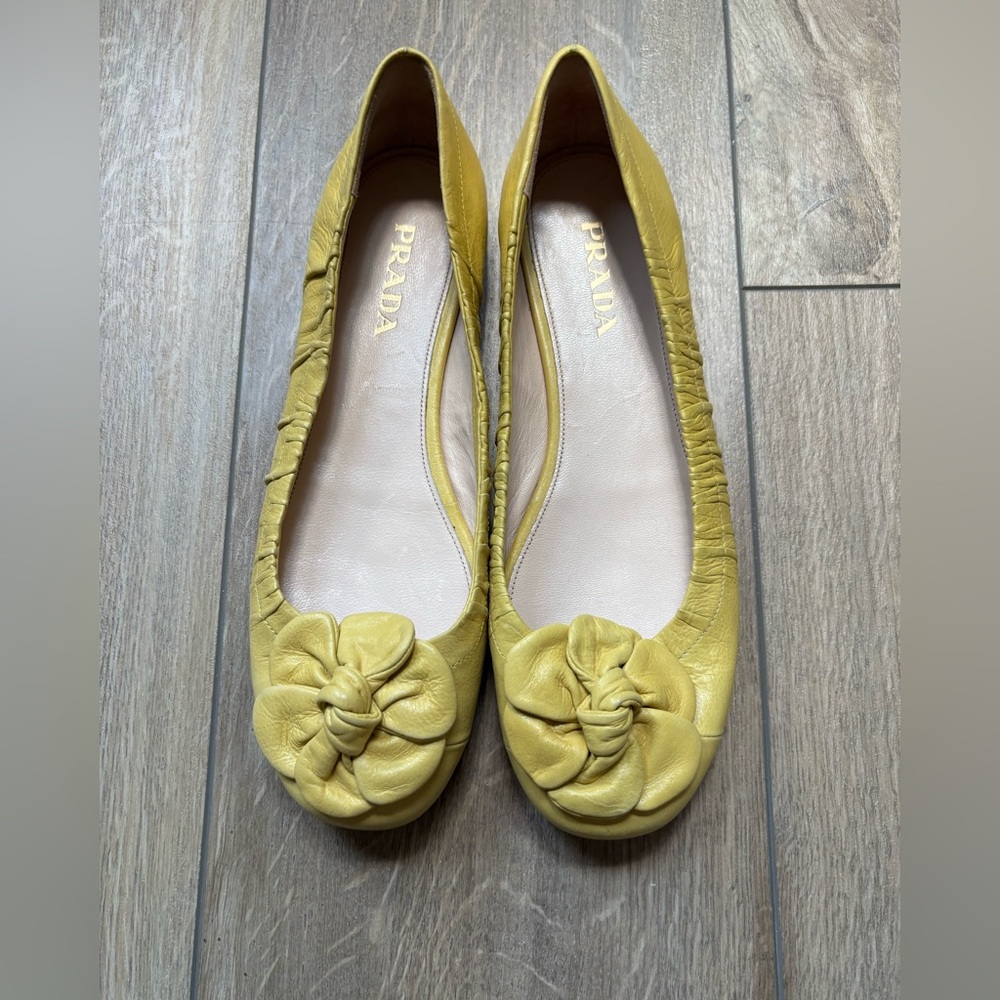 Prada Yellow Glower Ballet Flats